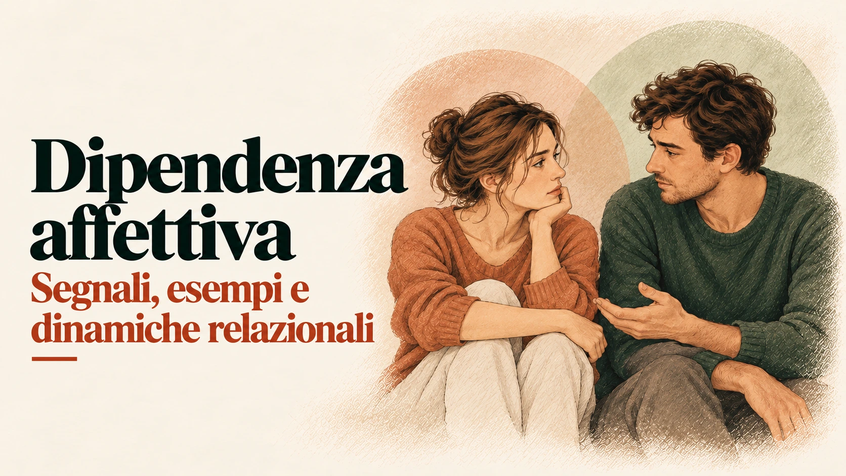 Una donna e un uomo seduti vicini si guardano durante una conversazione.